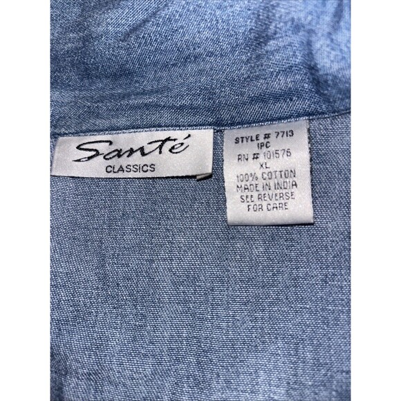 Sante Classics VTG 100% Cotton Denim FALL Embroidered Jacket Shirt Women's XL - Picture 8 of 16